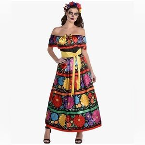 Amscan Sugar Skull Beauty adult costume. NWT med 6-8 includes: dress/headband